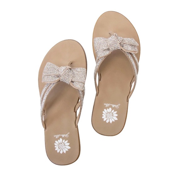 Yellow Box Latest Crystal Bow Tan Sandals with Bow Accent - Picture 2 of 3